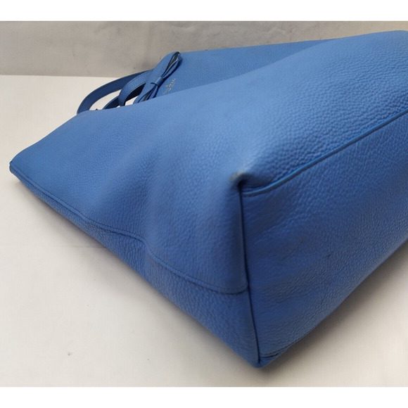 Kate Spade Blue Pebbled Leather Bow Double Handle Large Tote - Picture 15 of 16